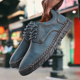 Voguable Vintage Fashion Men's Casual Shoes Handmade Leather Upper Anti-Slip Outsole Comfortable Daily Walking Shoes for Men Size 36-46 voguable