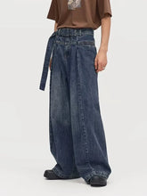 Voguable Baggy Jeans Men Distressed Denim Wide Leg Pants Pleated Oversize Hip Hop Trousers Male Korean Streetwear Men Clothing voguable