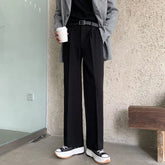 Voguable Harajuku Wide leg Casual Pants Men Korean Fashion Drape Suit Pants Streetwear Cool Black Straight Long Trousers Work Wear New voguable