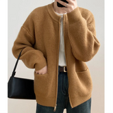 Sweater Cardigan Women Autumn Double Zipper Casual Korean Knitwear Coat Solid Color Loose Soft Long Sleeve Jackets Outerwear voguable