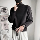 Voguable Knitted Sweaters for Men Turtleneck High Collar Black Man Clothes Pullovers Coat Jacket Letter Maletry New in Plus Size Casual voguable