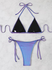 Voguable Sexy Shiny Silver Bikini Set Women Push Up Micro Swimsuit Brazilian Beach Bathing Suit Tie Side Thong Swimwear Biquini voguable