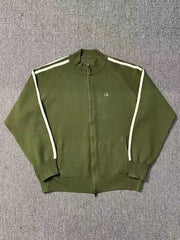 Trendy Street Men's Zipper Cardigan American Loose Casual  Long Sleeve Sweater Jacket 2024 Autumn Embroidery Knitted Coat Tops voguable