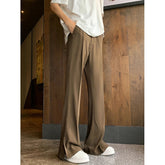 Brown Black Baggy Suit Pants Men Fashion Social Mens Dress Pants Korean Loose Straight Flared Pants Mens Office Formal Trousers voguable