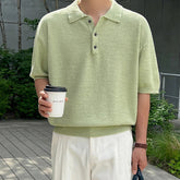 New Summer Simple Retro Men Polo Shirt Leisure Vintage High Quality Knit T-shirt Casual Korean Style Loose Breathable Tops M-2XL voguable