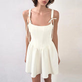 Voguable Spring Women's Fashion Fluffy Tight Bra Style Dress Casual A-Line Skirt Sleeveless Neckline Polyester Material voguable