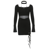 Gothic Asymmetrical Bodycon Halter Neck Dress mysite