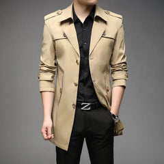 New Spring Men Trench Fashion England Style Long Trench Coats Mens Casual Outerwear Jackets Windbreaker Brand Mens Clothing 2022 voguable