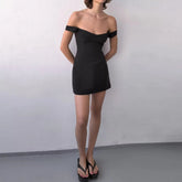 Voguable Spring Women's Fashion Short Puffy Dress Versatile Elegant Style Casual Wear Sleeveless Slim Fit One Shoulder Design voguable
