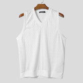 Men Tank Tops V Neck Sleeveless Summer Male Vests 2025 See Through Tops Breathable Fashion Men Clothing Streetwear S-5XL voguable