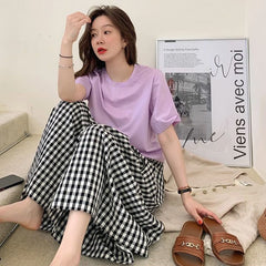MEXZT Retro Plaid Wide Leg Pants Women Streetwear High Waist Drawstring Loose Casual Trousers Summer Korean All Match Skirt Pant voguable