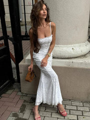 Off Shoulder Backless Sexy Dress Women Jacquard Patchwork Spaghetti Strap Ruffles Low-Neck Evening Prom Party Outfits voguable