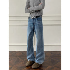 Autumn jeans Mens Classic Straight Leg Jeans Blue Washed Denim Trousers Wholesale Fall Fashion Casual Pants voguable