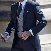Voguable 3 Pieces Jacket +Pants +Vest Italian Gentleman Style Wedding Man Long Tail Coat Groom Prom Tuxedos Formal Mens Suits voguable