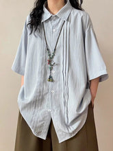 Japan Loose Vintage Shirt Women Oversize Preppy Style Casual Harajuku Blouse Summer Short Sleeve Solid Bf Simple Retro Tops voguable