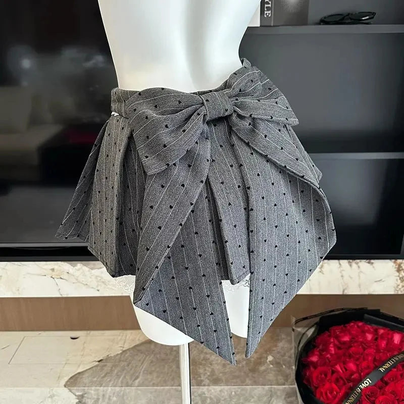 Sweet Bow Lace Stitching Women Skirts Spring Korean A Line Pleated Skirts Y2K High Waist Streetwear All Match Ladies Mini Skirt voguable