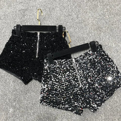 Voguable Whole Body The New Sparkling Sequins Shorts Women Short Zipper Nightclub Woman Slim Fit for Silver and Black Sexy Shorts voguable