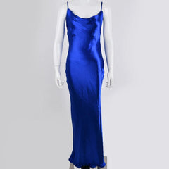 Voguable Elegant Satin Long Dress Backless Lace Up Slim Fit Spaghetti Strap Summer Banquet Party Long Dress Night Club Evening Vestidos voguable