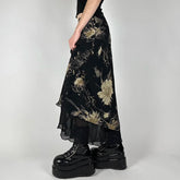 Vintage Floral Print Low Rise Long Skirt Streetwear 90s Slim-fitting Women's Skirts Harajuku y2k Aesthetic Ladies Bottoms voguable