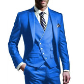 Voguable Men's 3-Piece Slim Fit Business Ceremony Evening Dress Suit Set High Quality Blazer Vest And Pants Wedding Costumes voguable