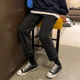 KPOP Fashion Style Harajuku Slim Fit Trousers Thickening All Match Casual Pants Pockets Straight Cylinder Korean Style Jeans voguable