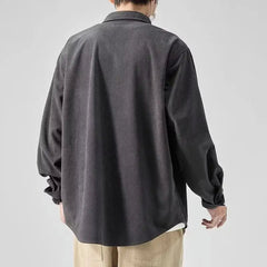 Fashionable and Comfortable Men's Loose Casual Shirt with Thick Long-Sleeve Corduroy, Versatile Top voguable