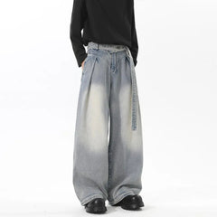 Vintage Wash Light Blue Relaxed Fit Jeans 2025 New Arrival High Quality Distressed Denim Pants for Men Streetwear Fashion Youth voguable