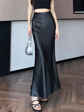 Chic Satin Elegant Long Skirt Women Casual Fashion High Waist Sweet Trumpet Skirts Slim Summer Female Korean Long Skirts voguable