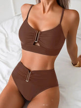 Voguable Sexy Solid High Waist Bikinis Set Women Split Swimsuit Beach Brazil Bikini New All Season Backless Bikinis 2 Piece Set voguable