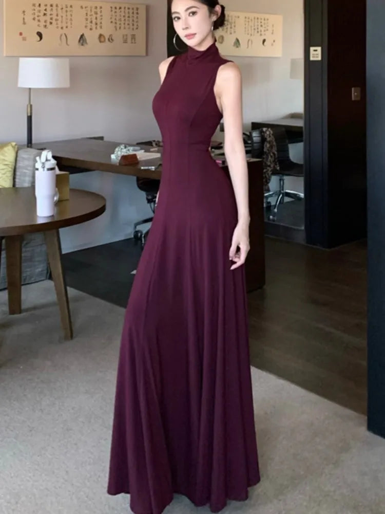 Women Sexy Vintage Summer Backless Dresses Slit Fit Sleeveless Spaghetti Strap Halther Evening Dress Club Party Prom Chic New voguable