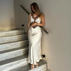 TARUXY Elegant Lace Backless Hollow Maxi Dress For Women V Neck Patchwork Fashion Print High Waist Party Dress Female Long Dress voguable