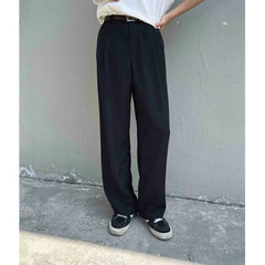 Grey Black Suit Pants Men Fashion Social Mens Dress Pants Korean Loose Straight Wide Leg Pants Mens Office Formal Trousers M-2XL voguable