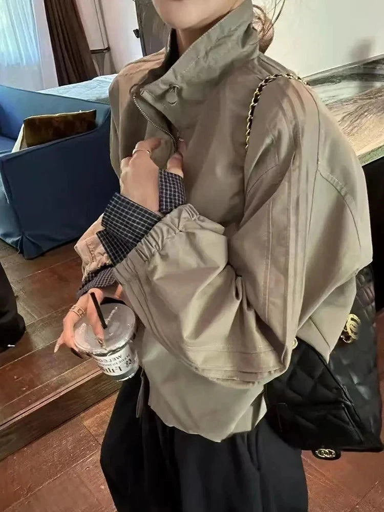 Harajuku Y2K Baseball Jacket Women Loose Vintage Plaid Patchwork Short Coat Streetwear Long Sleeve Vintage American Bf Tops voguable