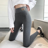 Grey Cotton Bottom Pants Women High Waist Tight Printing Slim Outer Wear Large Size Autumn Pants Soft voguable