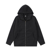 Autumn Winter KPOP Fashion Solid Sweatshirt Harajuku All Match Tops Loose Casual Outerwear Ropa Hombre Cardigan Zipper Hooded voguable