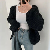 Women Cardigan Knitted Sweater Women Casual Korean Vintage Harajuku Lantern Sleeve Autumn Tops Coat Lazy Wind Y2k Sweater voguable