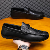 Voguable Designer Black Leather Loafers for Men High Quality Soft Sole Moccasin Casual Comfort Dress Shoes Lightweight Urban Street Style voguable