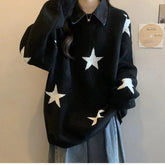 Voguable Vintage Fashion Women Sweaters Spring Autumn New Fake Two Pieces POLO Collar Cowboy Patchwork Sweet Loog Sleeve Midi Knitd Tops voguable