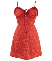 Fashion Lady Red Polka-dot Dress Sexy Spice Girl Suspender Floral Dress Summer New Women Sleeveless A-line Dresses voguable