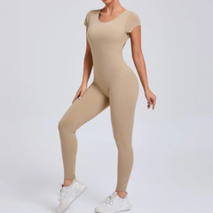 Voguable One-piece Yoga Padded Backless Suit Female Rompers Quick Dry Yoga Clothing Workout Bodysuits Scrunch Sports Jumpsuit Women voguable