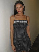 Spaghetti Strap Polka Dot Mini Dress For Women Robe Contrast Color Off-shoulder Sleeveless Backless Club Party Dress voguable