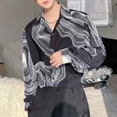 Voguable Autumn Winter New Fashion Temperament Casual Simple Blouse Man Design Print Geometric Y2K Loose Top Shirt Men Streetwear Clothes voguable