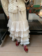 Sweet Chic Ruffle Mesh Tutu Cake Skirt Elastic Waist Beige Streetwear Long Skirt 2025 New Spring Summer A-line Fashion Skirts voguable