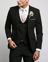 Voguable 3 Pieces Suit Fashionable and Formal Gentle Trend Solid Color Men's Business Casual Fit Wedding Host Gentle Suit voguable