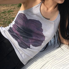 Voguable Vintage Flower Print Halter Top Women Y2K Aesthetic Sleeveless Tops Holiday Party Korean Style Coquette Sexy Camisole voguable