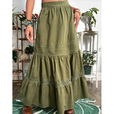 y2k Skirt Women Fairycore Aesthetic Clothes Lace Patchwork Long Skirts Vintage A Line Pleated Skirt Casual Streetwear voguable