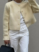 Women Elegant Solid Single Breasted Cropped Jacket Autumn Lady Long Sleeve O-neck Short Coat Fashion Female Commuting Outerwear voguable