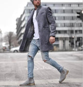 Autumn Winter Fashion Trend Windbreaker Men Coat Lapel Long Tweed Jackets Male Slim Single Breasted Large Size 5XL Overcoats voguable