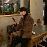 Voguable Winter Thickened Jacket Men Warm Fashion Casual Thick Suede Jackets Mens Streetwear Korean Loose Short Coat Men Outwear M-2XL voguable