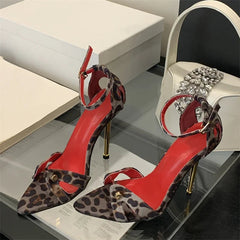 Voguable Street Style Rivet Pointed Toe Women Sandals Fashion Summer Buckle Strap High Heels Party Prom Stripper Shoes voguable
